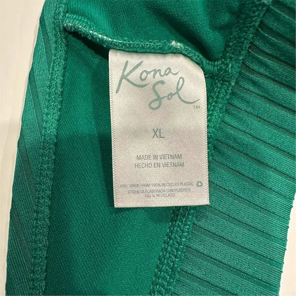 Kona Sol Women's Ribbed Bikini Top Emerald Green Size XL‎ - Picture 4 of 5